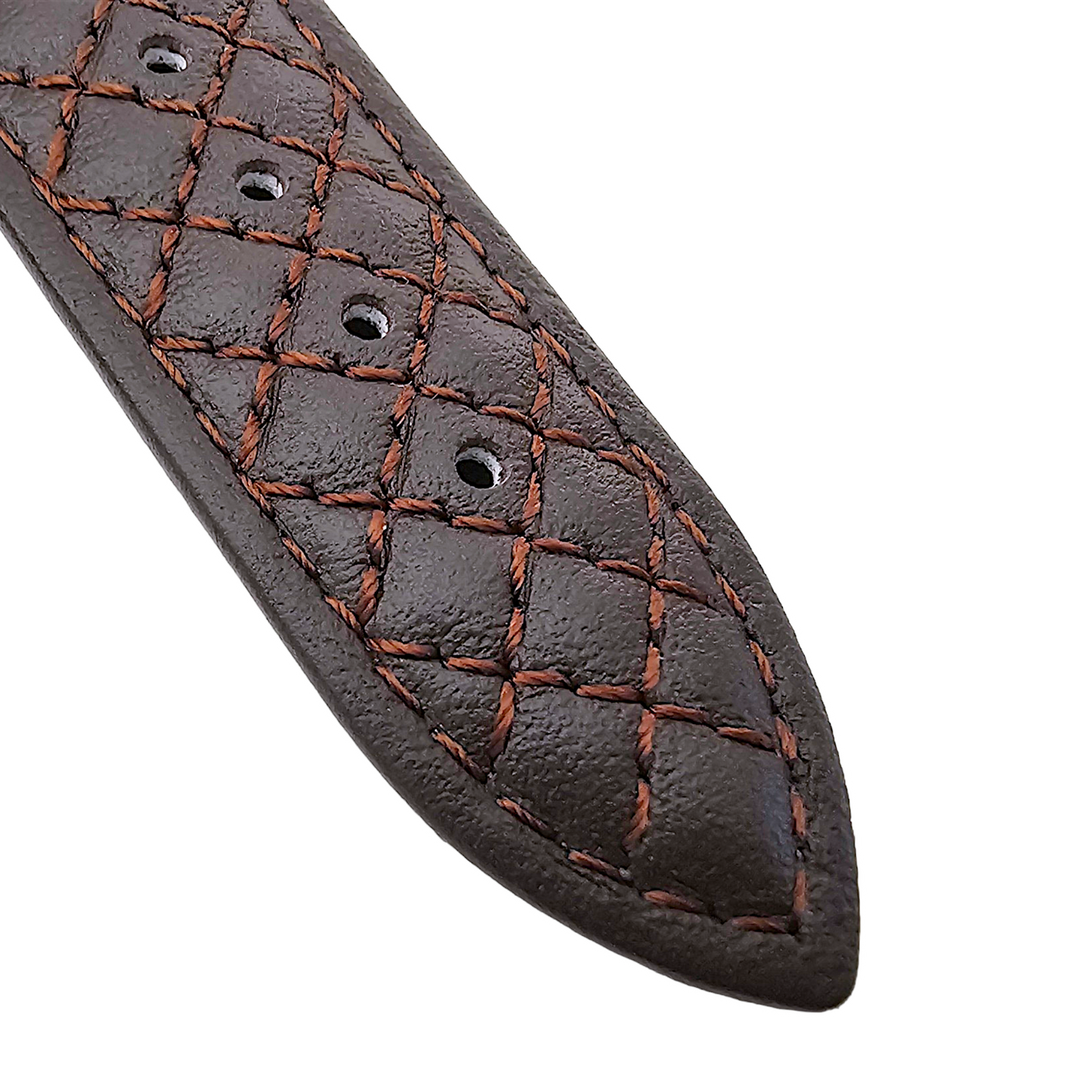 Italian Leather Diamond Stitch Watch Strap For Apple IWatch Dark Brown