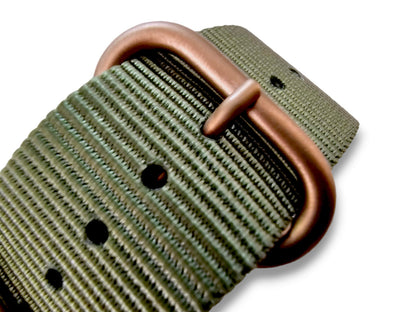 NATO Zulu G10 Nylon Watch Strap Bronze PVD Buckle 20mm 22mm