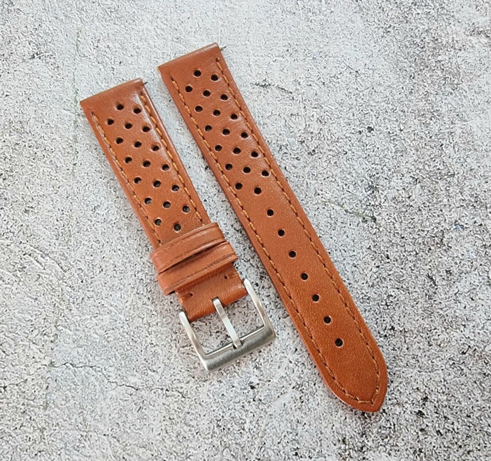 Premium Vintage Leather Perforated Rally Watch Strap 18mm 20mm