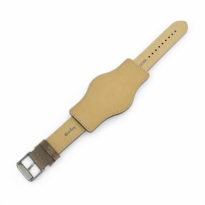 Bund Top Grain Leather Watch Strap 20mm 22mm Grey Brown Taupe