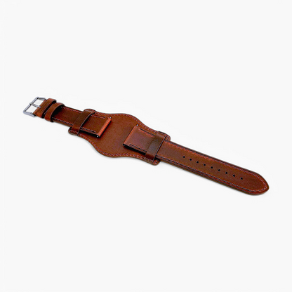 Bund Top Grain Leather Watch Strap 20mm 22mm Burnt Umber