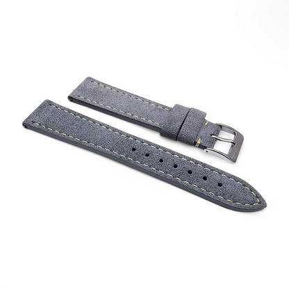 Italian Suede Watch Strap 20mm 22mm Steel Grey