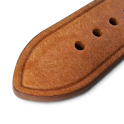 Vegetable Tanned Flat Italian Leather Watch Strap 20mm 22mm Tan Brown