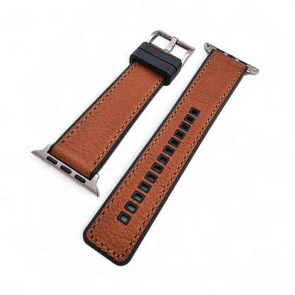 Hybrid Leather & FKM Rubber Watch Strap Band For Apple IWatch