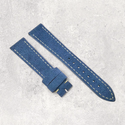 Italian Suede Watch Strap 20mm 22mm Cobalt Blue