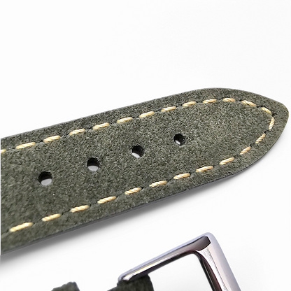 Italian Suede Watch Strap 20mm 22mm Olive Green