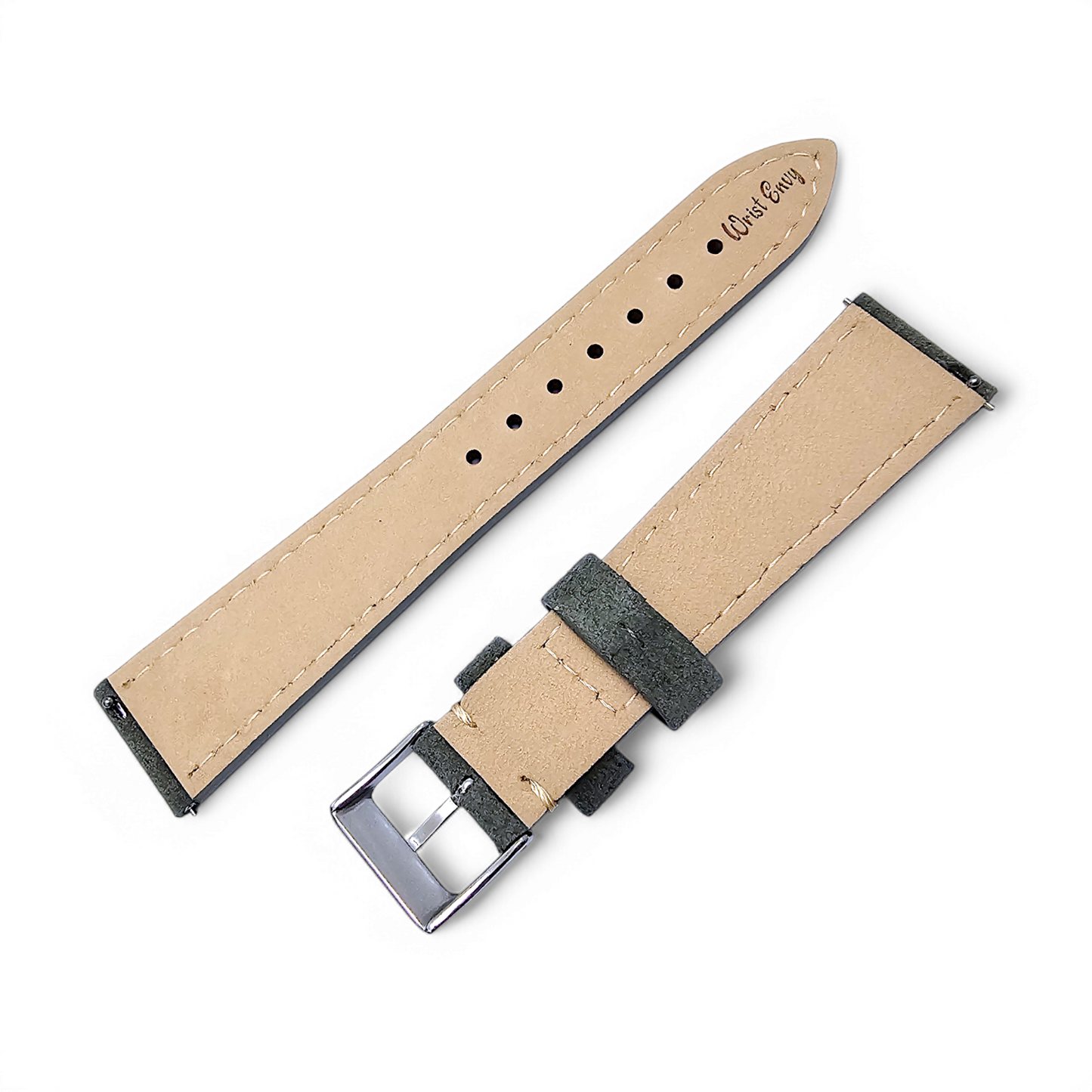 Italian Suede Watch Strap 20mm 22mm Olive Green