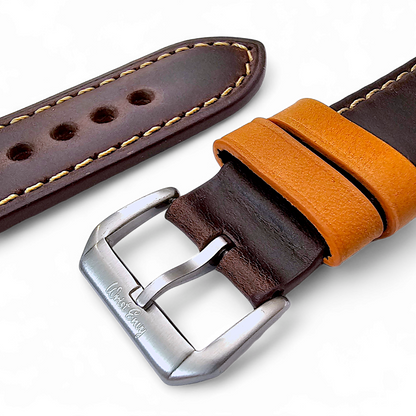 Top Grain Padded Leather Watch Strap For Apple IWatch Brown