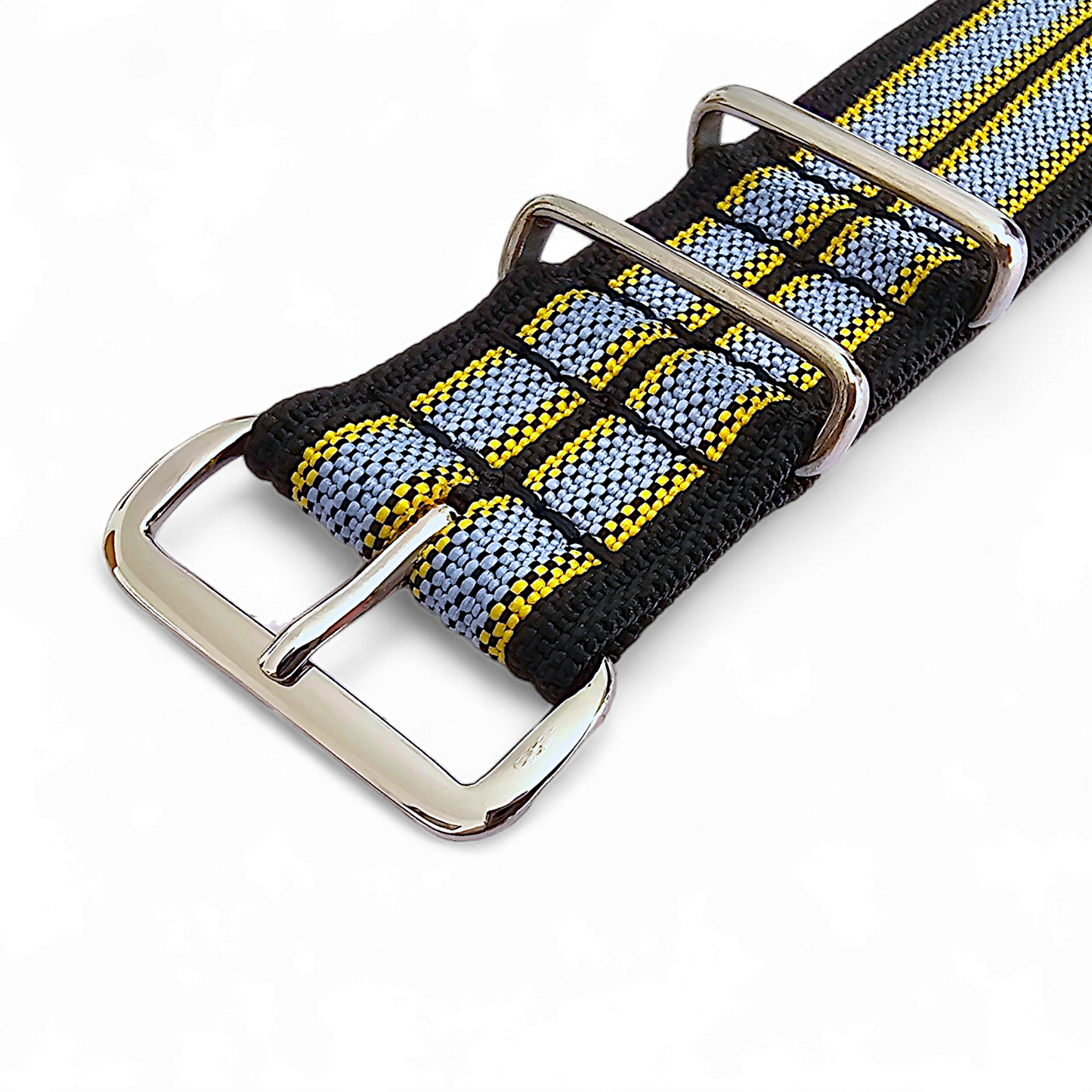 Ribbed Nylon NATO Watch Strap 20mm 22mm Black Yellow Grey