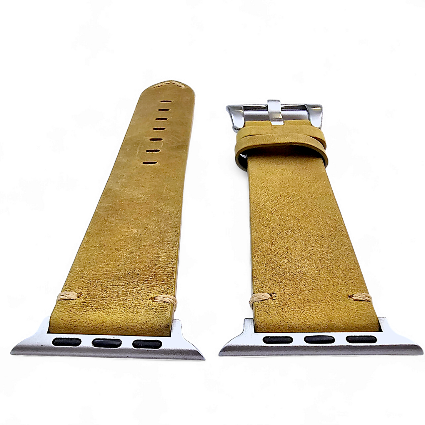 Top Grain Thick Leather Watch Strap For Apple Iwatch Khaki Beige