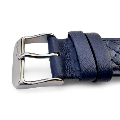 Italian Leather Diamond Stitch Watch Strap For Apple IWatch Navy Blue