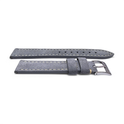 Italian Suede Watch Strap 20mm 22mm Steel Grey