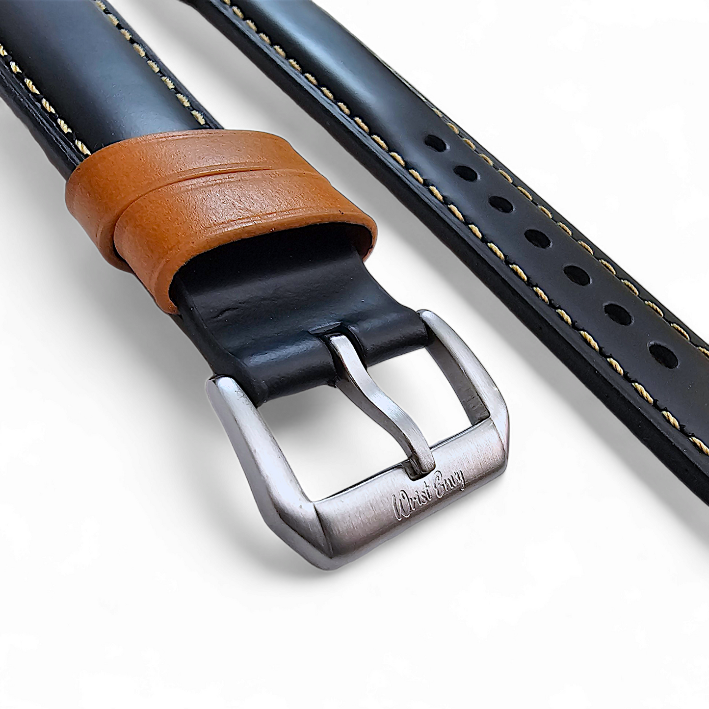 Top Grain Padded Leather Watch Strap For Apple IWatch Black