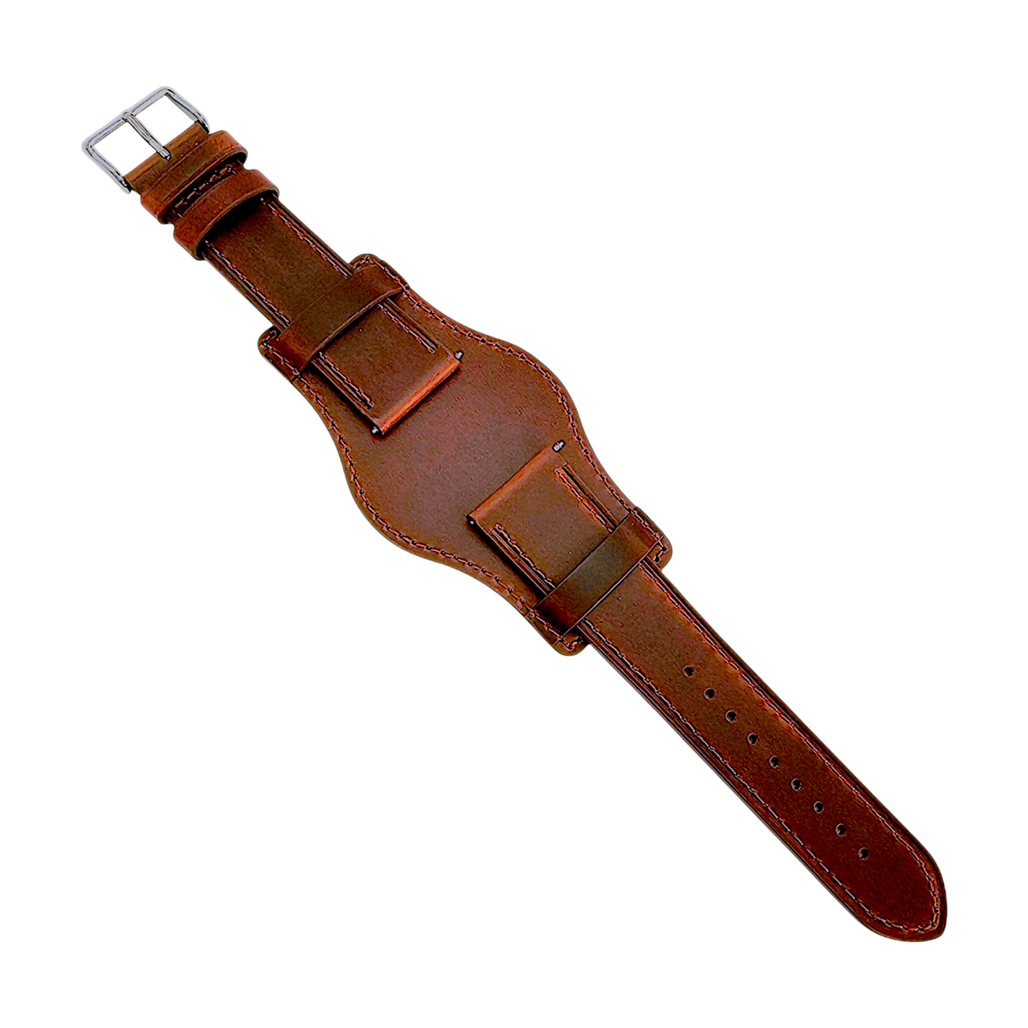 Bund Top Grain Leather Watch Strap 20mm 22mm Burnt Umber