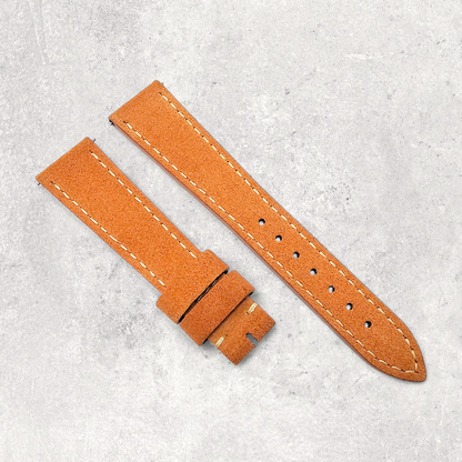 Italian Suede Watch Strap 20mm 22mm Terracotta Orange