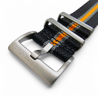 Nylon Watch Military Strap Black Orange Grey 20mm 22mm