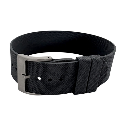 FKM Rubber One Piece Watch Strap Band 1.4mm 20mm 22mm Black