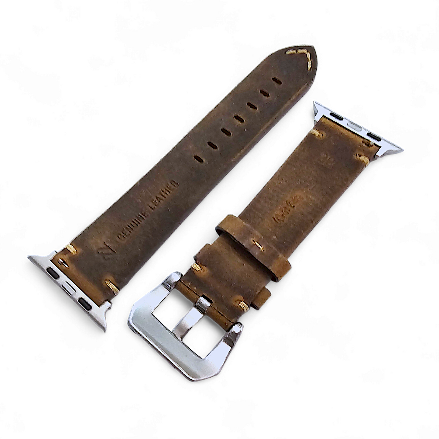 Top Grain Thick Leather Watch Strap For Apple Iwatch Dark Brown