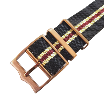 Bronze Buckle Single Pass Watch Strap Band Nylon 20mm 22mm