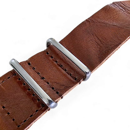 Italian Leather NATO Watch Strap 18mm 20mm 22mm Mid Brown