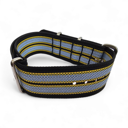 Ribbed Nylon NATO Watch Strap 20mm 22mm Black Yellow Grey