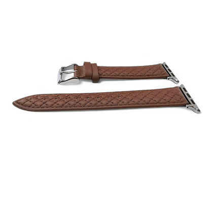 Italian Leather Diamond Stitch Watch Strap For Apple IWatch Brown