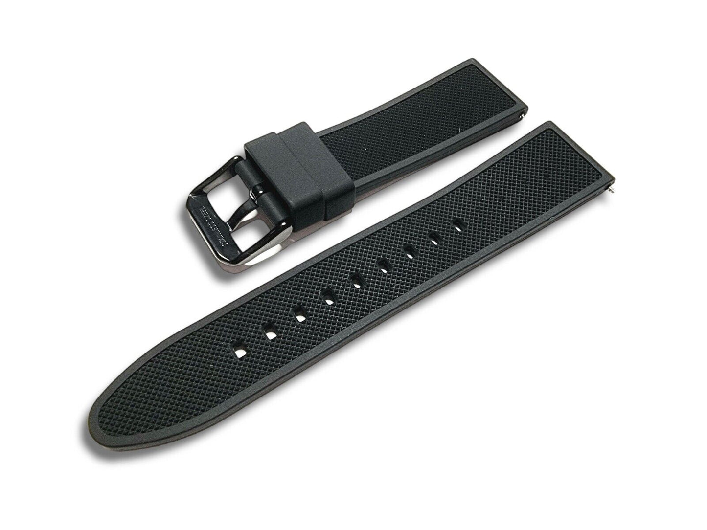 Premium Silicone Rubber Textured Watch Strap Band Soft 18mm 20mm 22mm 24mm Black
