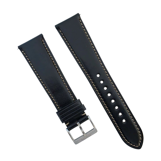Genuine Horween Chromexcel Full Grain Leather Watch Strap 20mm 22mm Jet Black