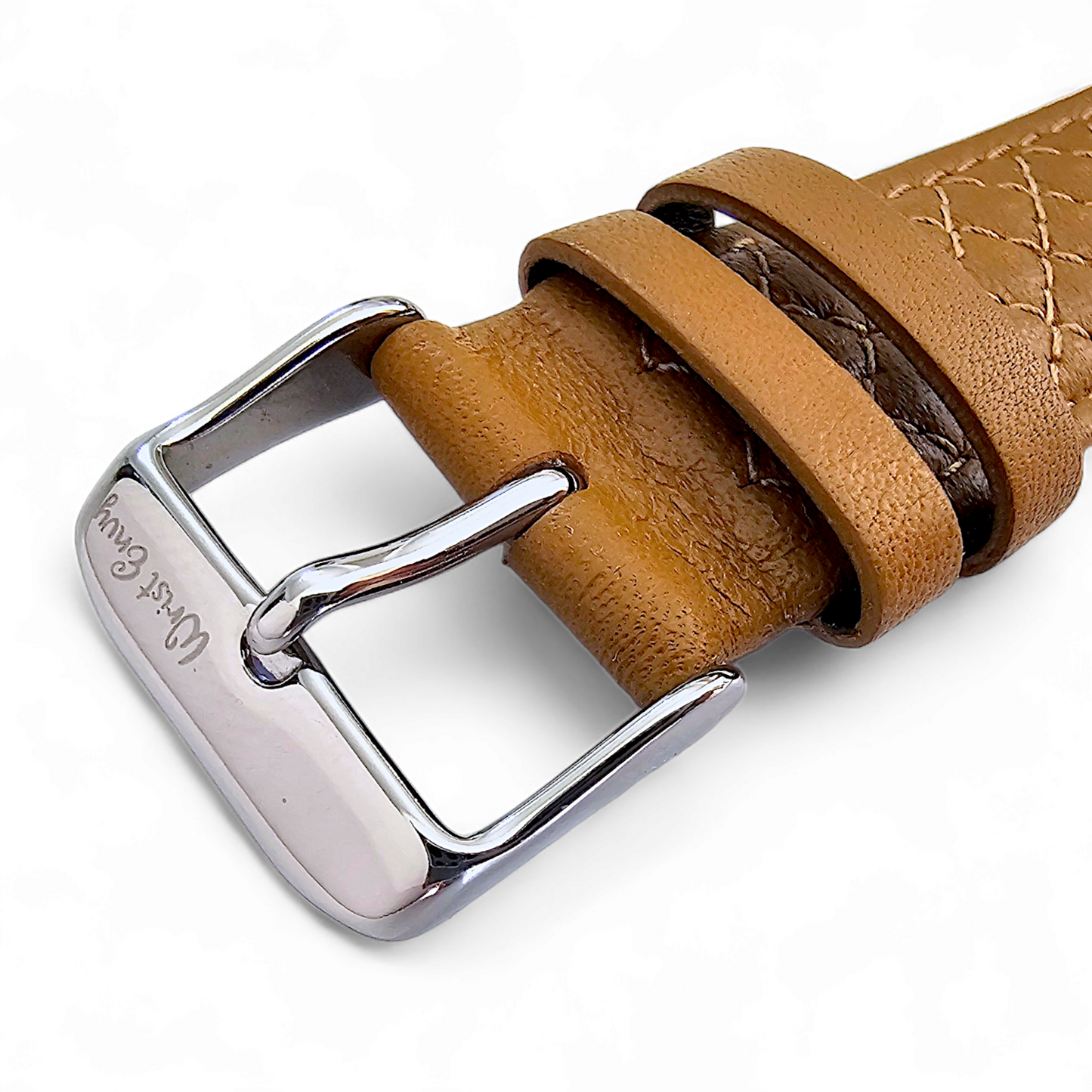 Italian Leather Diamond Stitch Watch Strap For Apple IWatch Honey Tan