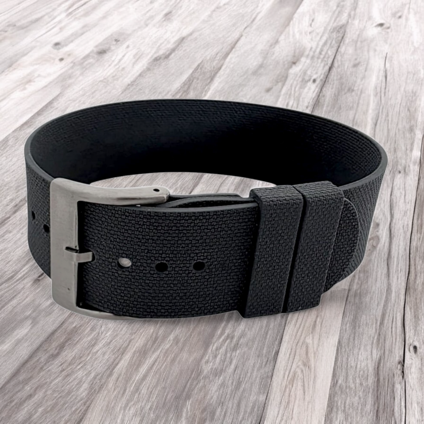 FKM Rubber One Piece Watch Strap Band 1.4mm 20mm 22mm Black