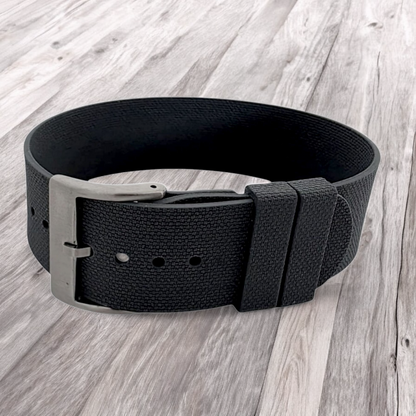 FKM Rubber One Piece Watch Strap Band 1.4mm 20mm 22mm Black