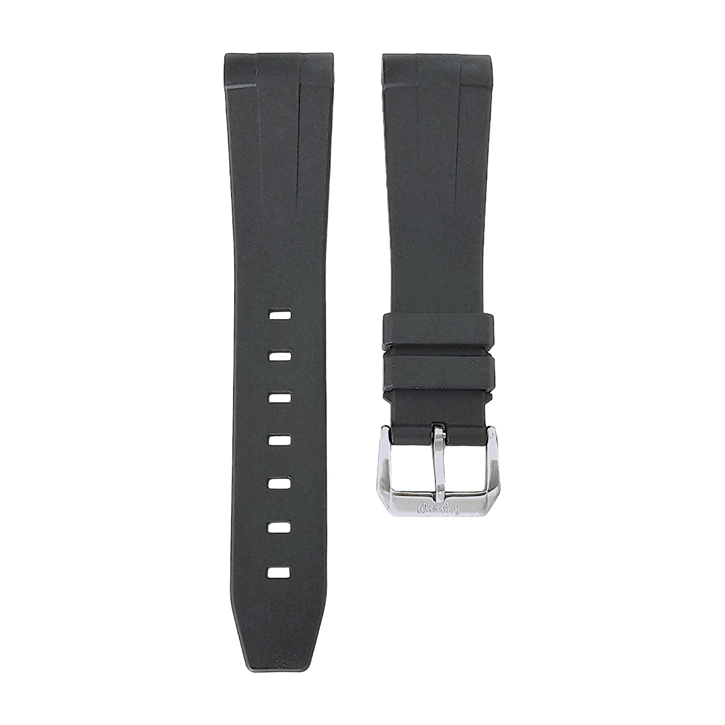 Curved End FKM Rubber Divers Watch Strap Band 20mm 22mm