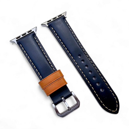 Top Grain Padded Leather Watch Strap For Apple IWatch Blue