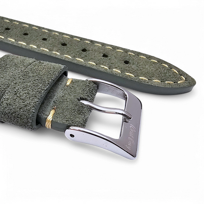 Italian Suede Watch Strap 20mm 22mm Olive Green