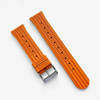 FKM Rubber Waffle Watch Strap Band Retro Divers Orange 20mm 22mm