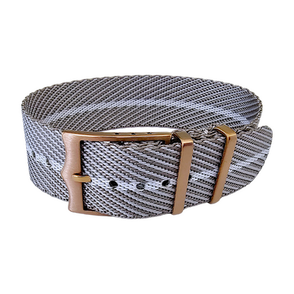 Bronze Buckle Single Pass Watch Strap Band Nylon 20mm 22mm