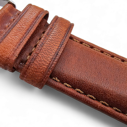 Horween Leather Watch Strap For Apple IWatch Chestnut Brown