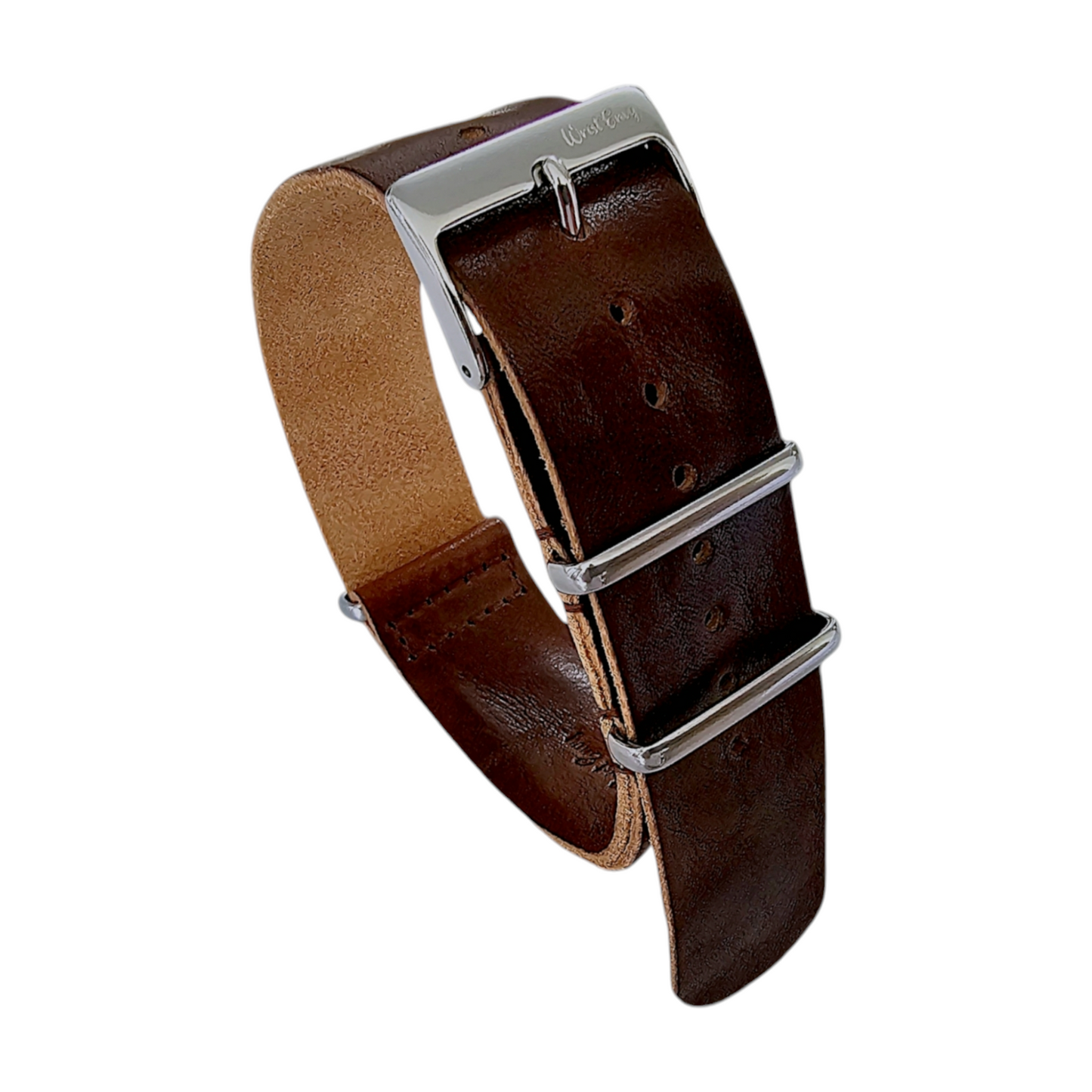 Wrist Envy Italian Leather NATO Watch Strap Band Military 18 20 22 mm Dark Brown