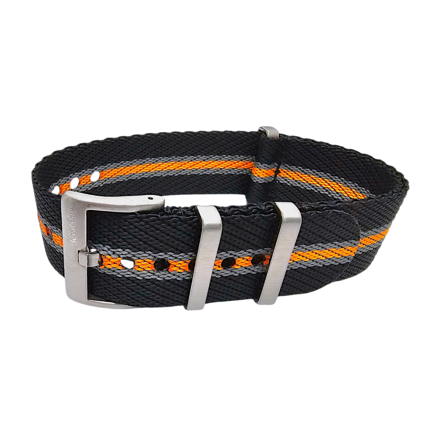 Nylon Watch Military Strap Black Orange Grey 20mm 22mm