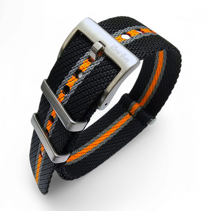 Nylon Watch Military Strap Black Orange Grey 20mm 22mm