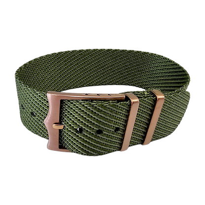 Bronze Buckle Single Pass Watch Strap Band Nylon 20mm 22mm