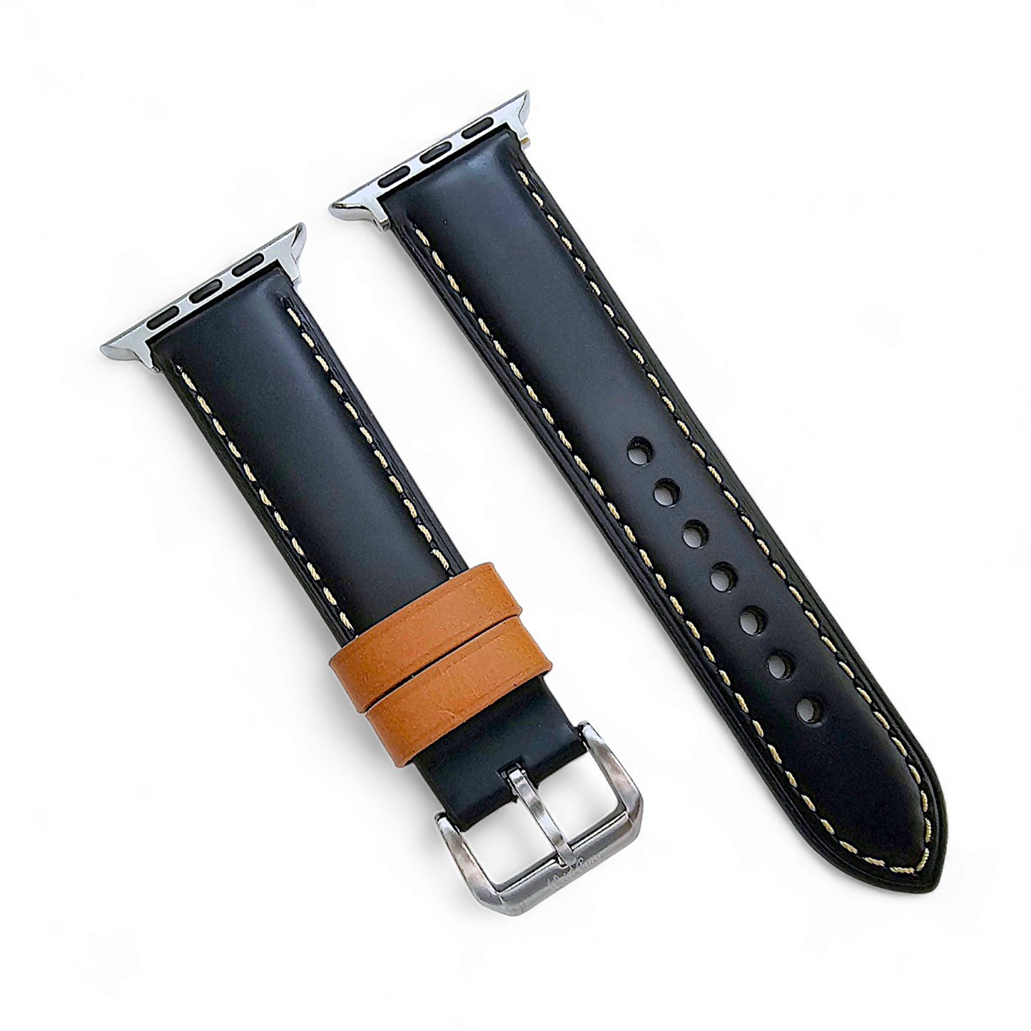 Top Grain Padded Leather Watch Strap For Apple IWatch Black