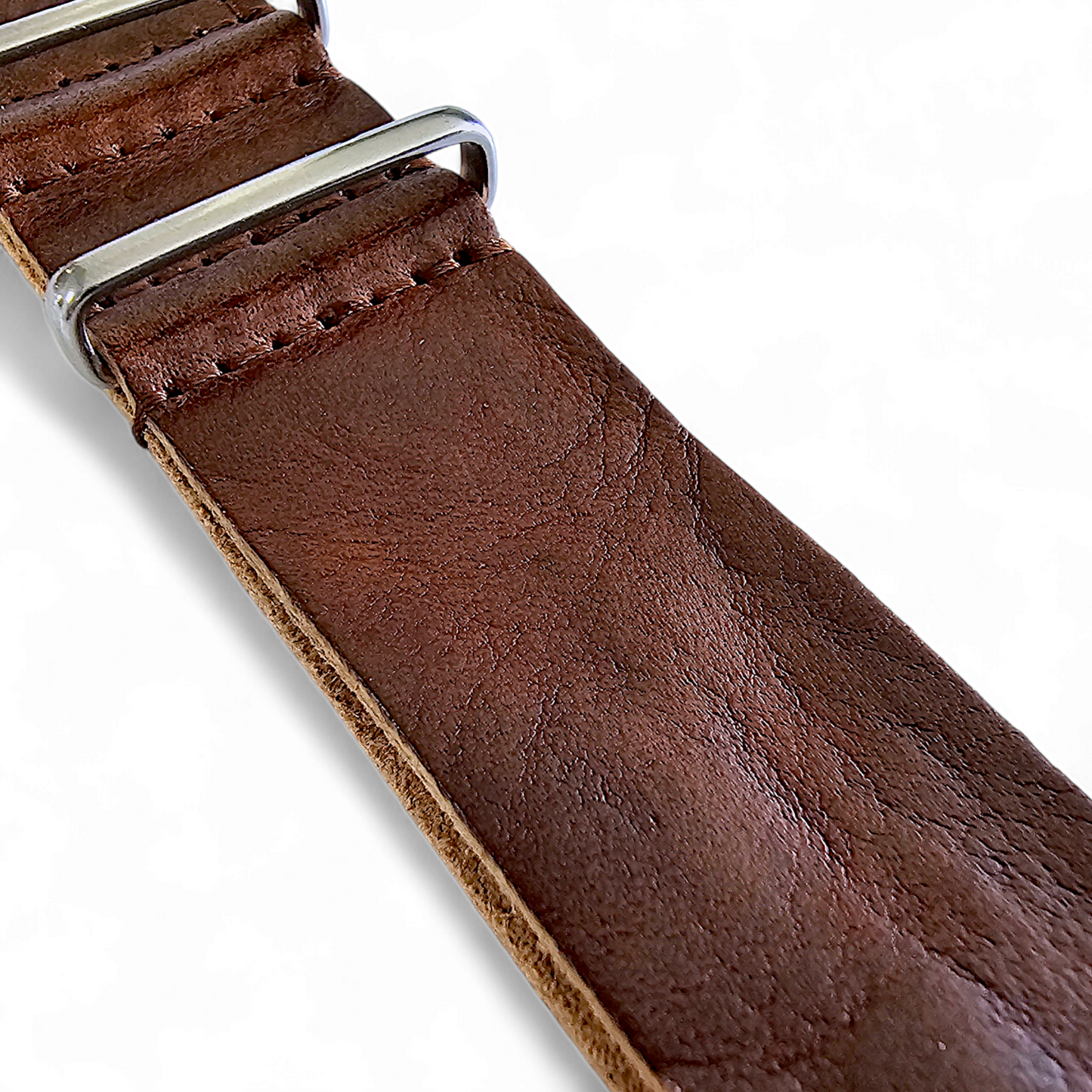 Wrist Envy Italian Leather NATO Watch Strap Band Military 18 20 22 mm Dark Brown