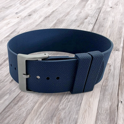 FKM Rubber One Piece Watch Strap Band 1.4mm 20mm 22mm Blue