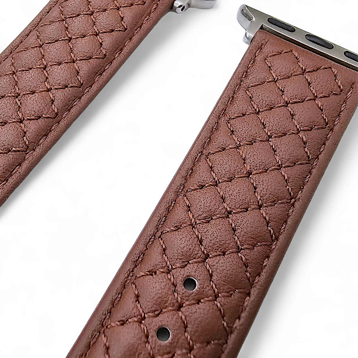 Italian Leather Diamond Stitch Watch Strap For Apple IWatch Brown