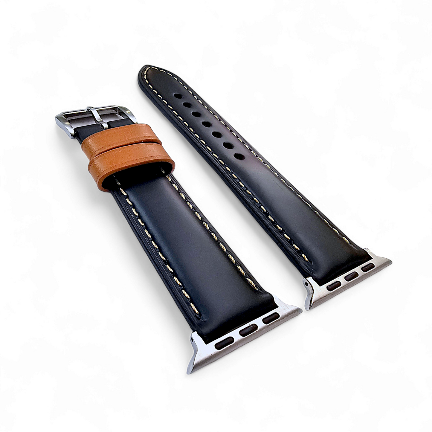 Top Grain Padded Leather Watch Strap For Apple IWatch Black