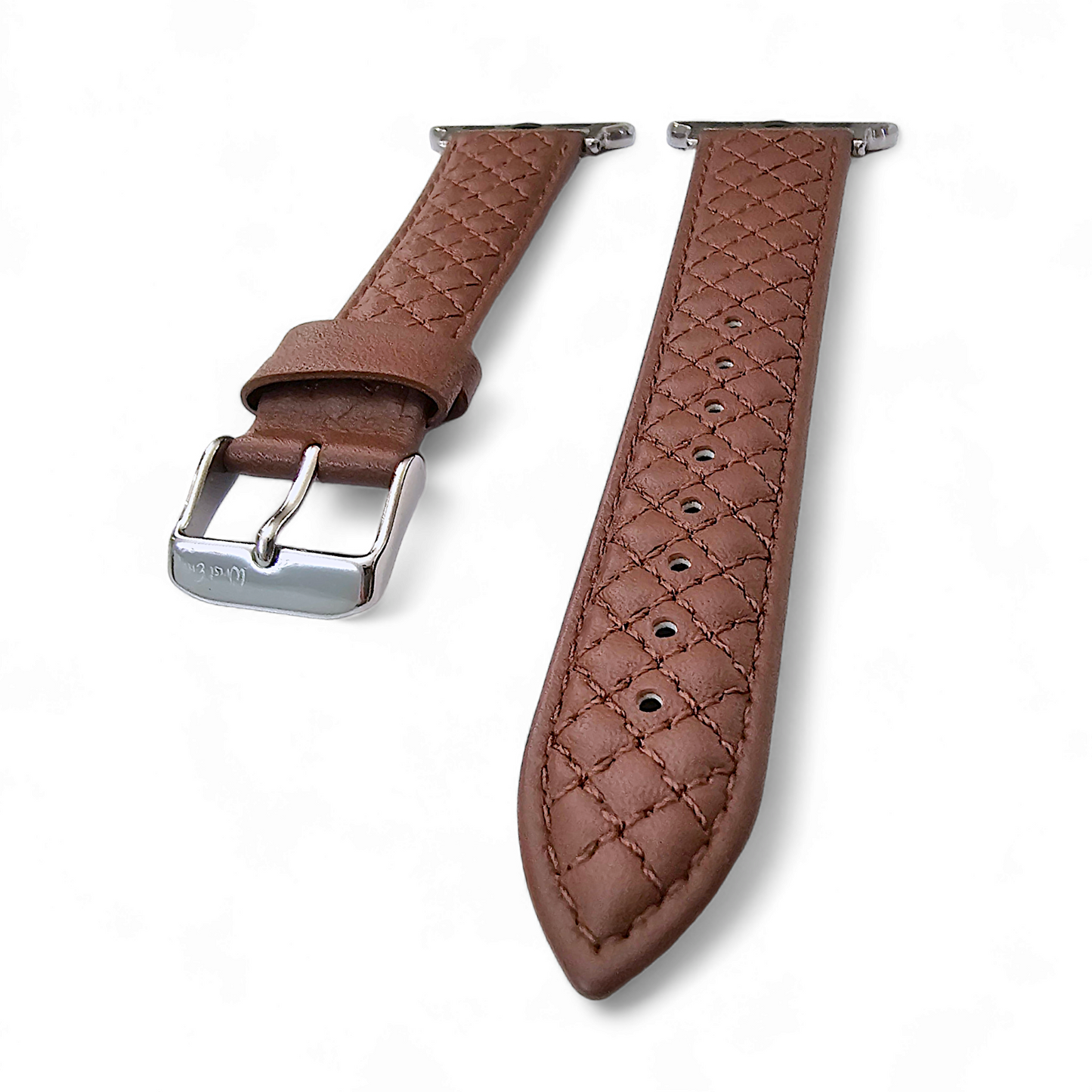 Italian Leather Diamond Stitch Watch Strap For Apple IWatch Brown