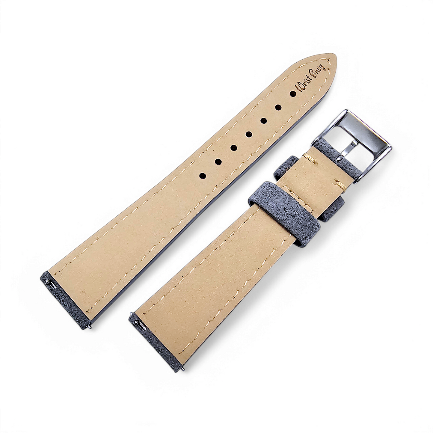 Italian Suede Watch Strap 20mm 22mm Steel Grey