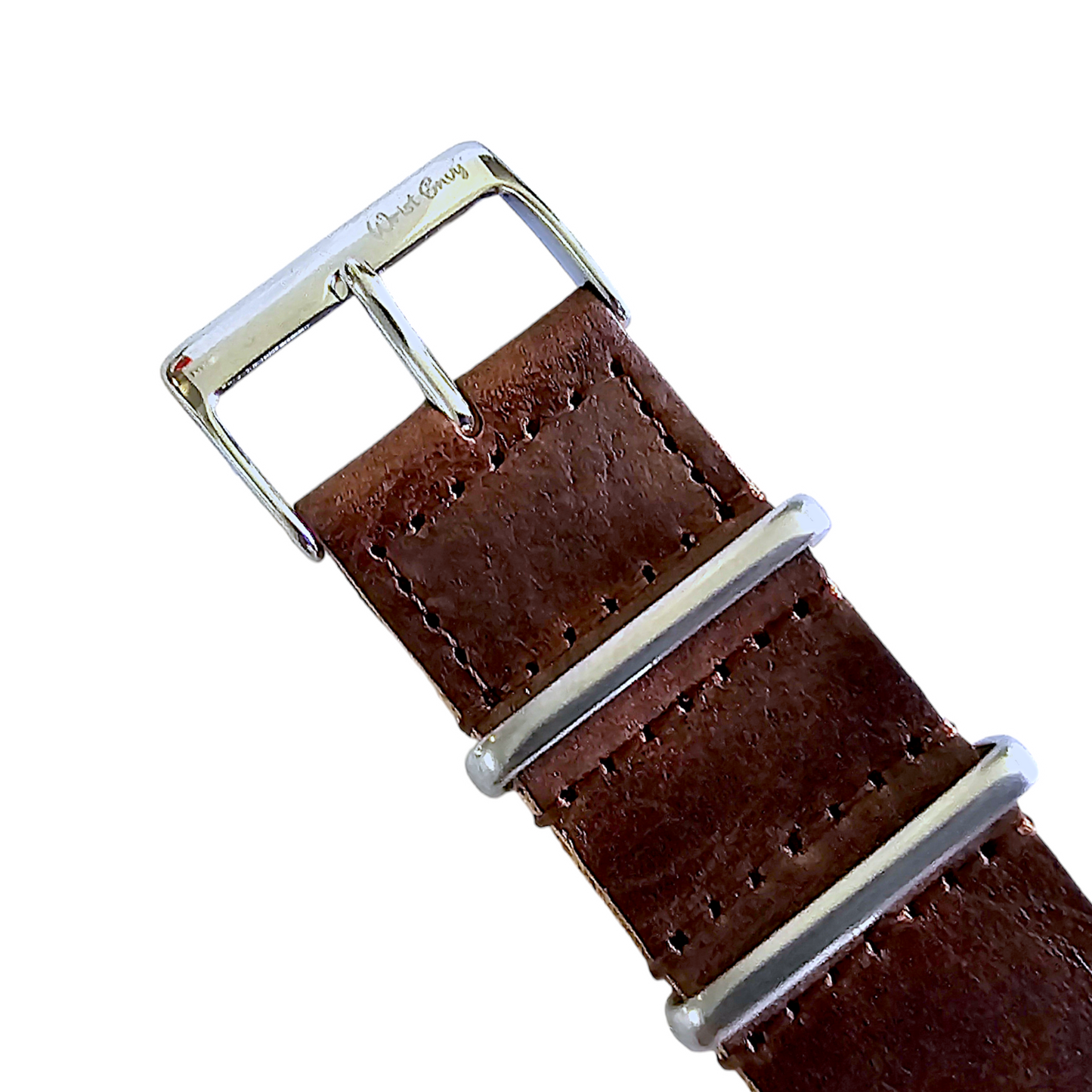 Wrist Envy Italian Leather NATO Watch Strap Band Military 18 20 22 mm Dark Brown