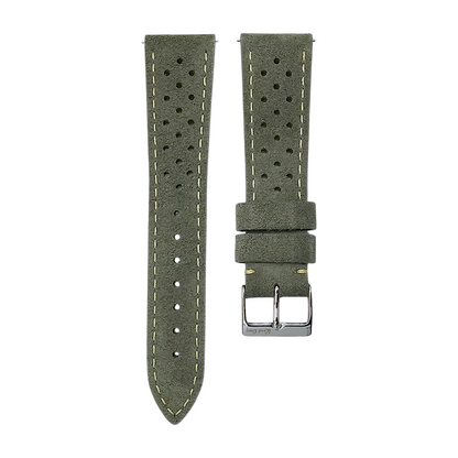 Italian Suede Rally Watch Strap 20mm 22mm Mens Olive Green